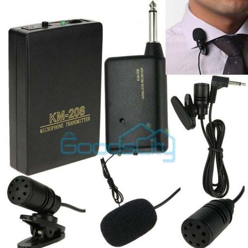 Wireless FM Transmitter Receiver Mini Microphone Lavalier Lapel Clip Mic System