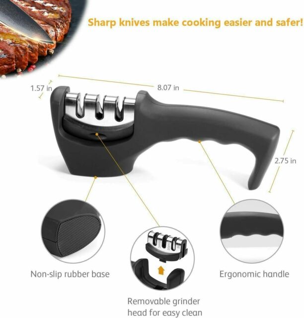 Knife Sharpener Professional Ceramic Tungsten Kitchen Sharpening System 3 Stage