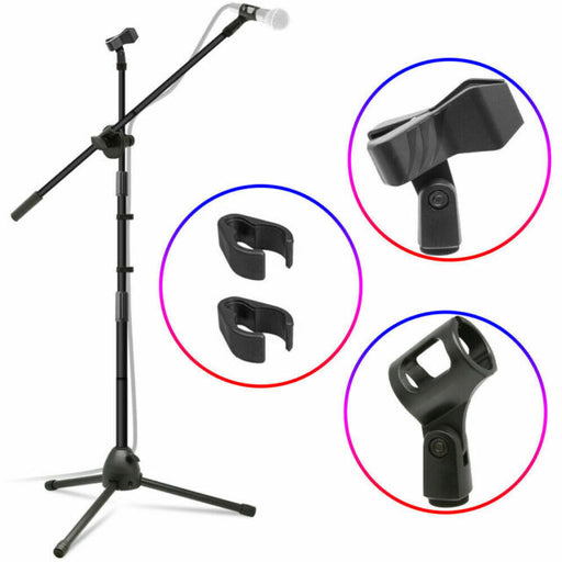 Microphone Stand, Adjustable Tripod Boom Mic Stands with 2 Mic Clip Holders
