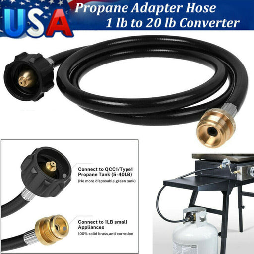 4FT Propane Adapter Hose 1 lb to 20 lb Converter for QCC1 / Type1 Tank,Gas Grill