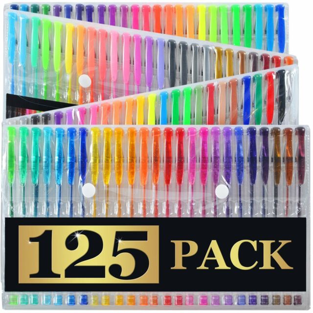 125 Gel Pens + Carrying Case (XL Set) - 125 Individual Colors (No Duplicates)