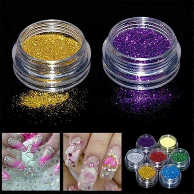 12pcs Color Glitter Dust Powder Set Manicure Decoration Nail Art Tips
