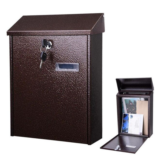 Steel Locking Mailbox Wall Mount Mail Box Newspaper Letter box Door & 2 Keys