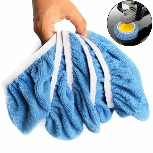 5pcs 5-6" Microfiber Car Polishing Polisher Waxing Bonnet Buffing Pads Cover NEW