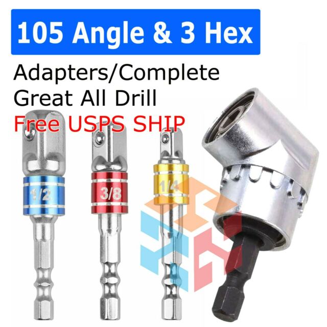 Socket Adapter Set Hex Shank to 1/4" 3/8" 1/2" Impact Driver Drill