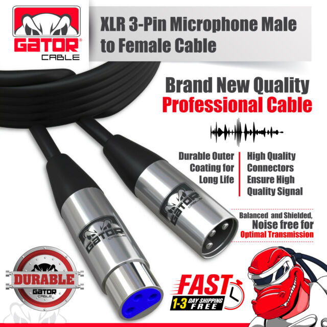 XLR Microphone MIC 3-Pin Male to Female Cable Cord Connector Extension Shielded