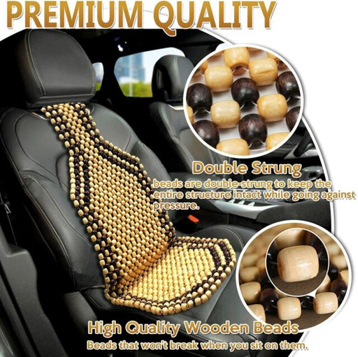 Automobile Wooded Beaded Comfortable Seat Cover Cushion Natural