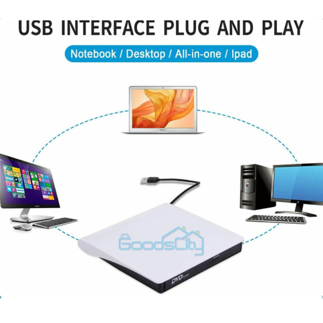 Slim External CD/DVD Drive USB 3.0 Player Burner Reader for Laptop PC Mac