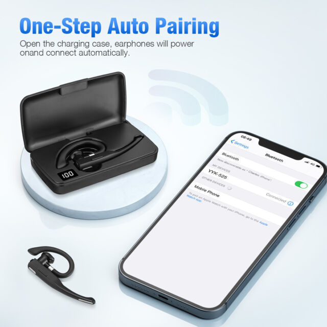 Trucker Wireless Headset Bluetooth 5.1 Earpiece Dual Mic Earbud Noise Cancelling