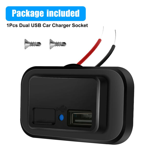 12V-24V 4.8A Dual USB Port Car Fast Charger Socket Power Outlet LED Waterproof