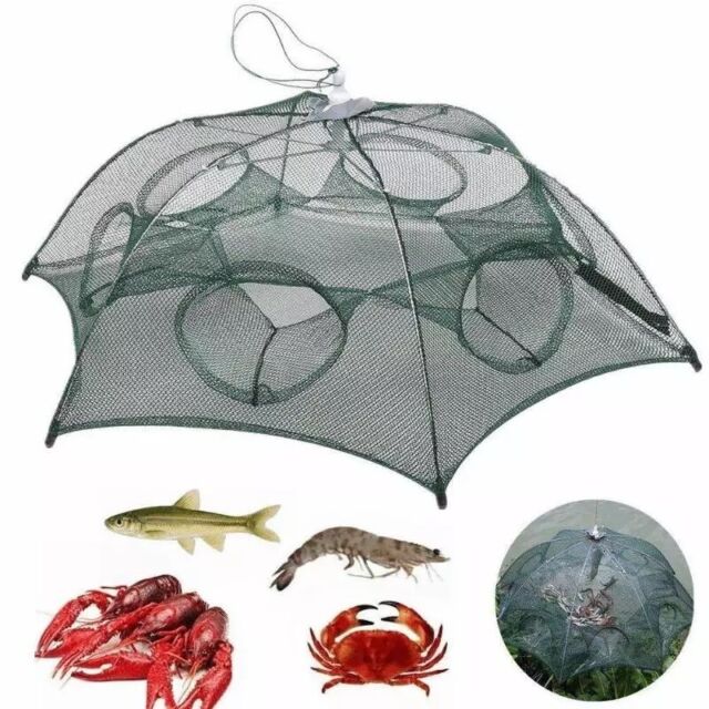 Fishing Bait Trap Crab Net Crawdad Shrimp Cast Dip Cage Fish Minnow Foldable NEW