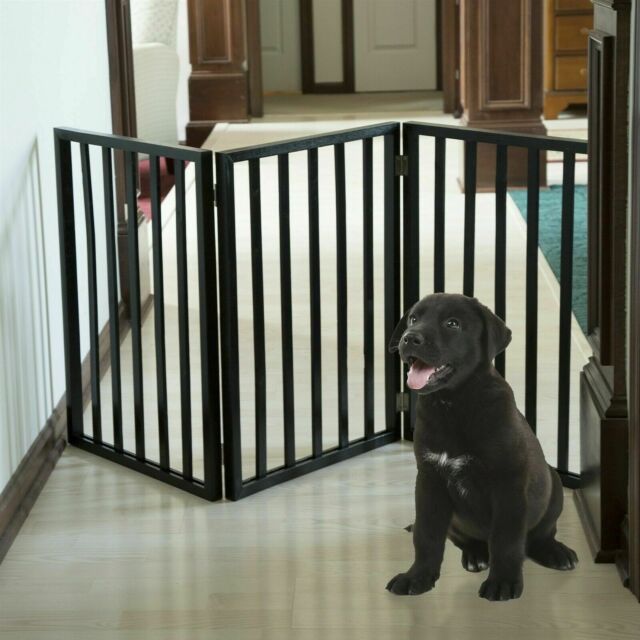 Wooden Dog Indoor Room Divider Pet Gate Freestanding 24 x 54 Inch Folds 3 Panel