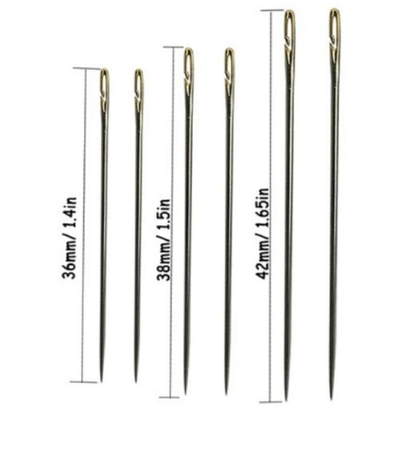 24 Stainless Steel Self-threading Needles Sewing Darning Needles with case