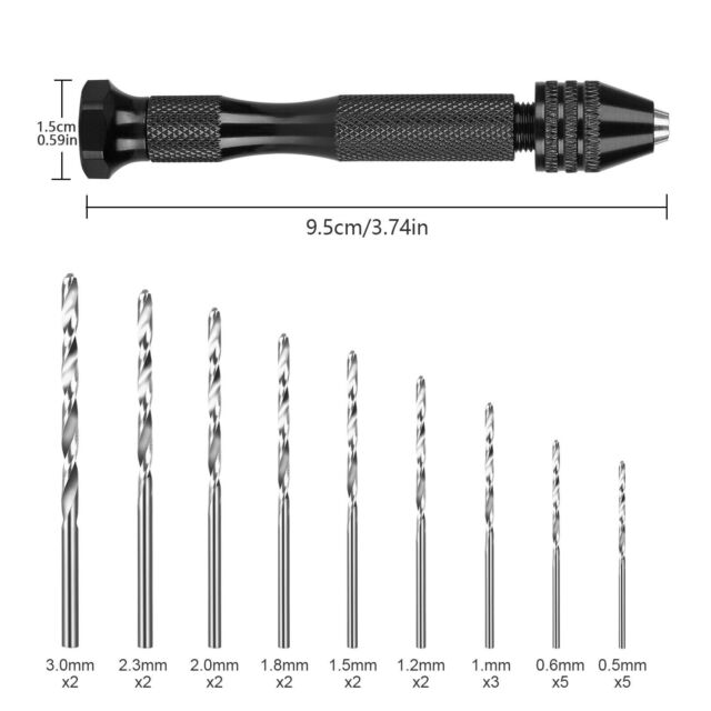 26 Pieces Precision Pin Vise Micro Mini Twist Hand Drills Bits Set Rotary Tools Kit