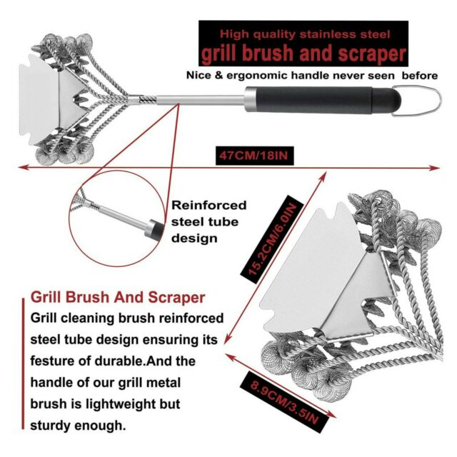 BBQ Brush Scraper 18" Stainless Steel Oven Grill Cleaning Tool