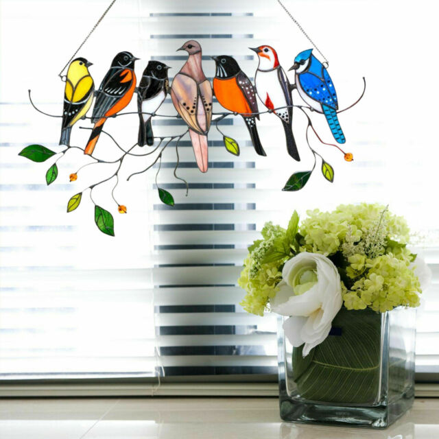 Birds On-A-Wire Home Window Hanging Suncatcher Ornament