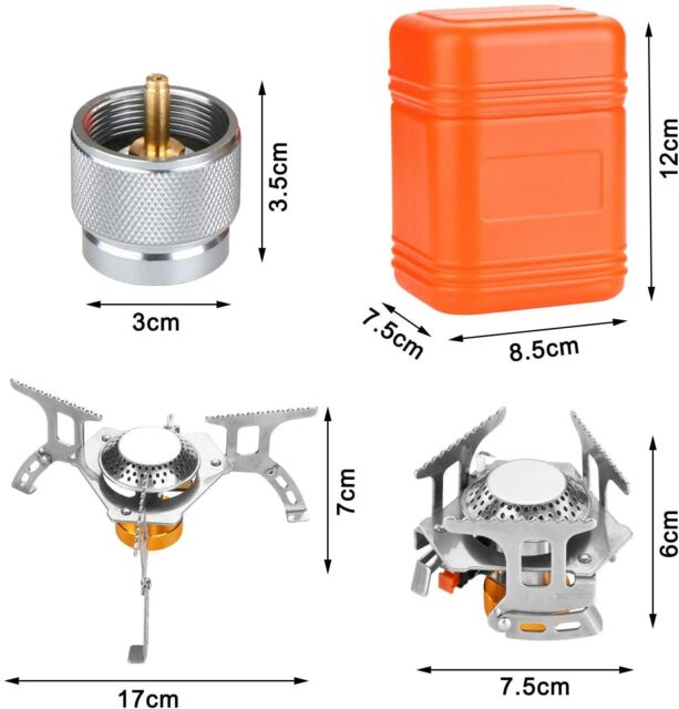 3700W Portable Backpacking Camping Gas Stove with Piezo Ignition, Burner, Case