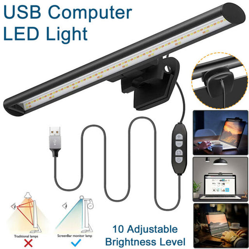 LED Desk Lamp USB Computer Laptop Monitor Screen Clamping Light Bar Home Office