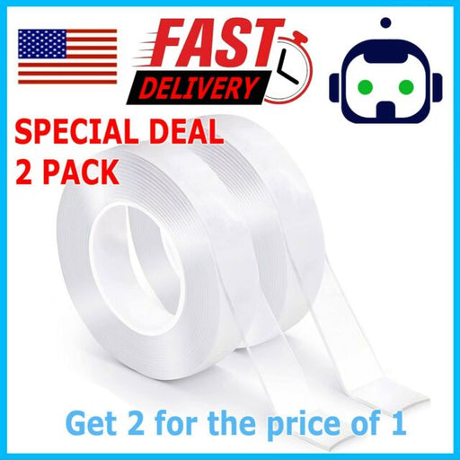 Nano Double Sided Magic Tape Washable Adhesive Invisible Gel 20FT
