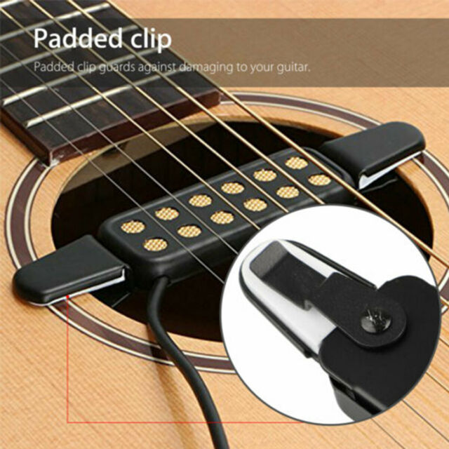 Clip-on Acoustic Electric Guitar Pickup Audio Transducer Amplifier 12 Hole 1/4"