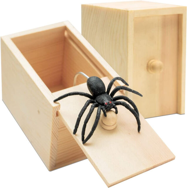 Wooden Prank Spider Hidden in Box Trick  Gag Toy