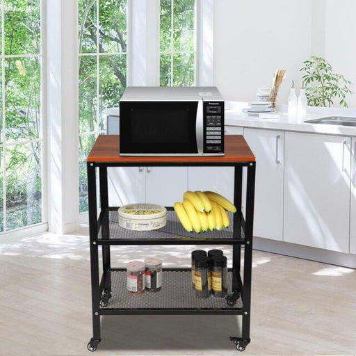 3 Layer Rolling Kitchen Bakers Rack Shelf Microwave Oven Stand Storage Cart