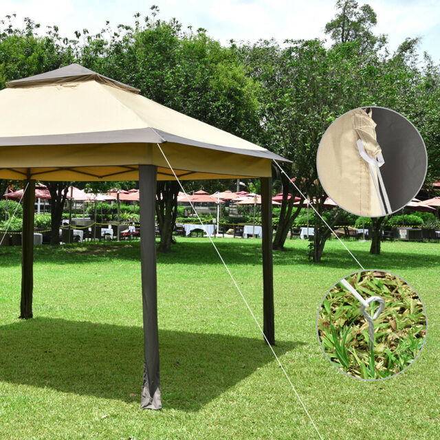 11x11ft Pop-Up Gazebo Tent with Netting Carry Bag Carry Bag Party Home Backyard