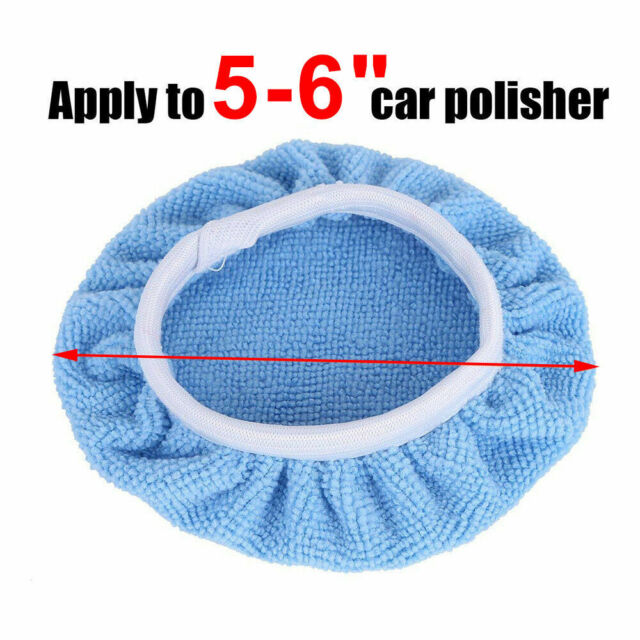 5pcs 5-6" Microfiber Car Polishing Polisher Waxing Bonnet Buffing Pads Cover NEW