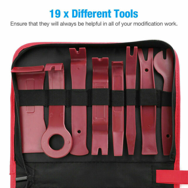 19Pcs Car Trim Removal Tool Set Hand Tools Pry Bar Panel Door Interior Clip Kit