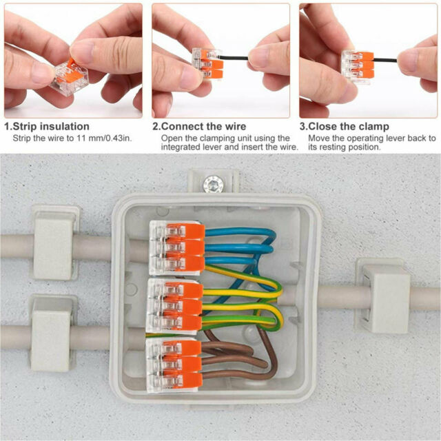 75Pcs 221-412 Lever Nut Compact Splicing Wire Connector 2/3/5 Conductor Set US