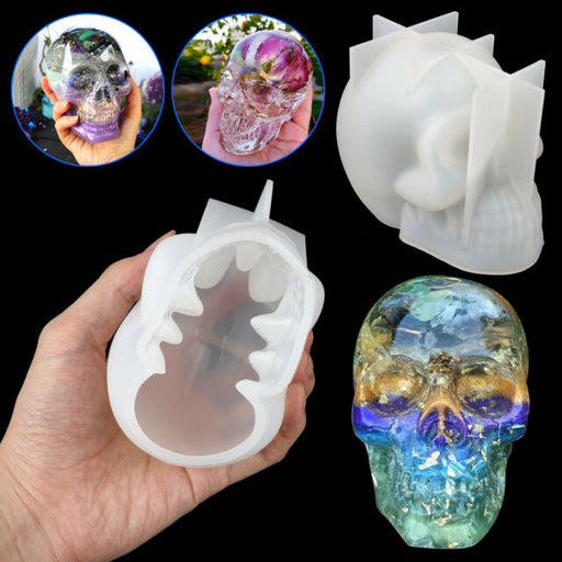 DIY Silicone Resin Casting Mold 3D Skull Head Epoxy Craft Mold Tool