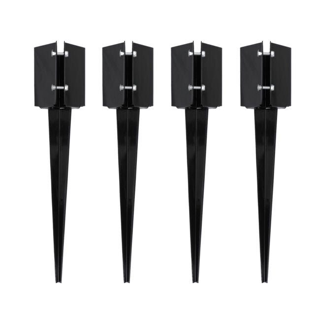 Fence Post Anchor Ground Spike Metal Fence Stakes 4-Pack - 24 x 4 x 4in