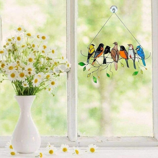 Birds On-A-Wire Home Window Hanging Suncatcher Ornament