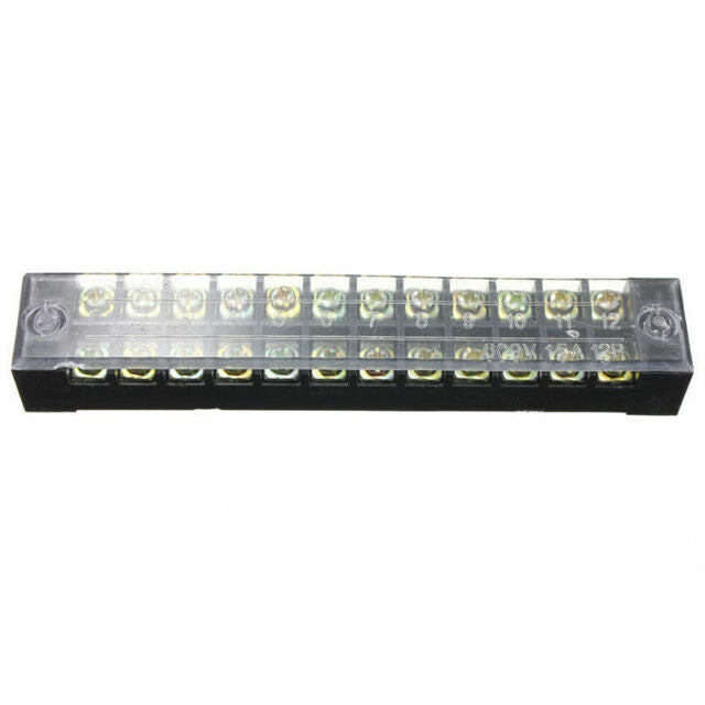 5pcs Dual Row 12 Positions Screw Terminal Electric Barrier Strip Block 600V 15A