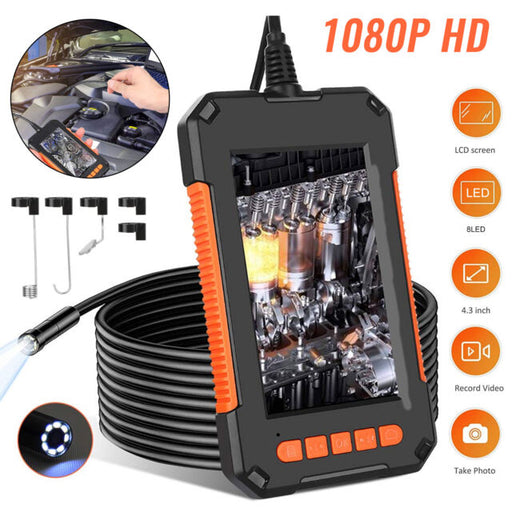 Industrial 8 LED Endoscope HD 4.3" Screen Snake Borescope Inspection Camera IP67