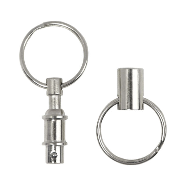 4pc Quick Release Detachable Pull Apart Keychain Silver Dual Key Ring