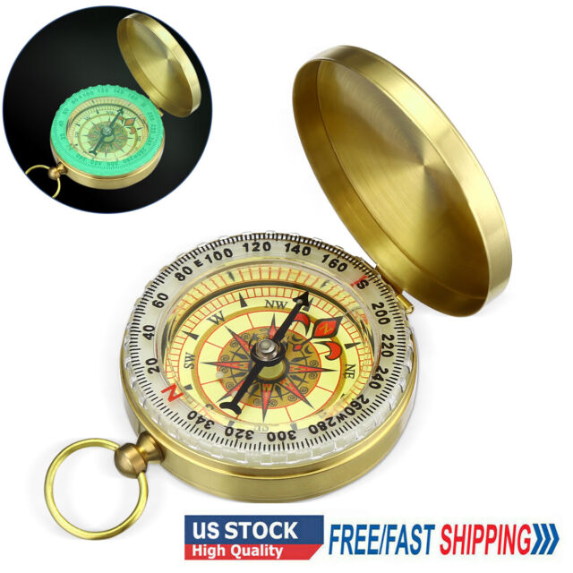 Portable Compass Brass Keychain Watch Pocket for Outdoor Camping Hiking USA