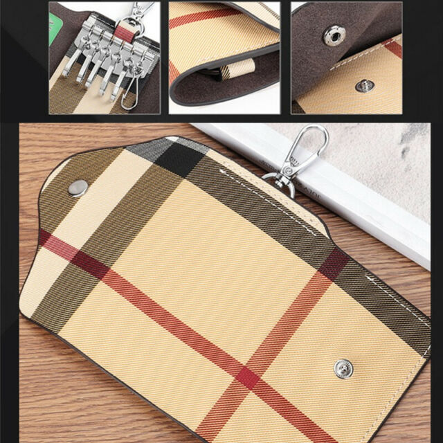 Leather Car Key Chain Ring Keys Wallet Dual Holder Pouch Case Organizer Bag US