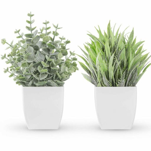 2 Packs Small Fake Plants Mini Artificial Potted Plants for Home Office Decor