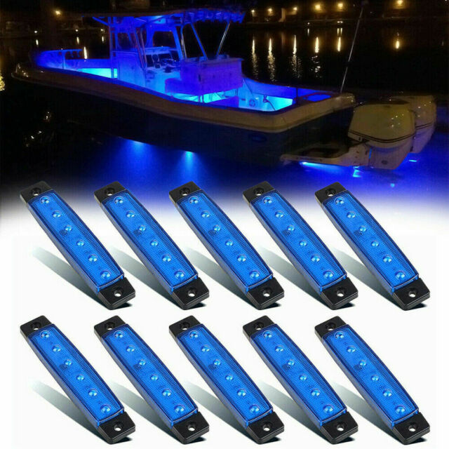 12 Pcs Marine Boat LED Deck Courtesy Lights Waterproof Blue Stern Transom Light