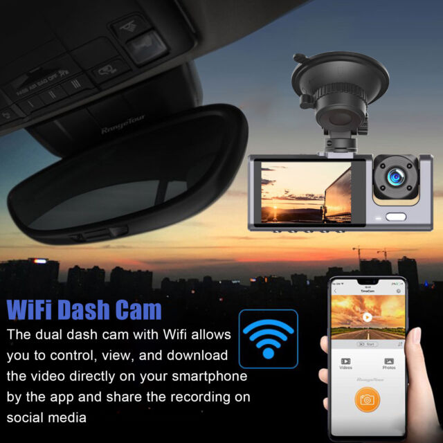 1080P Dual Dash Cam Car DVR Front Inside Camera Video Recorder IR Night Vision