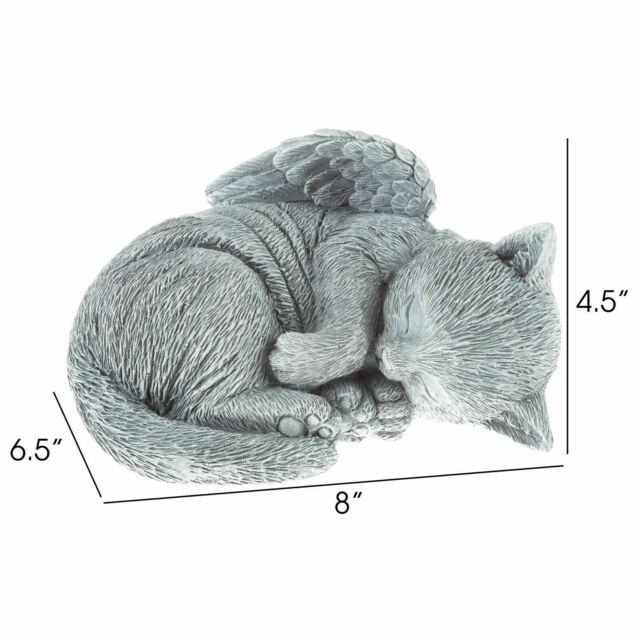 Pet Cat Memorial Sleeping Kitten Statue Angel Wings Grave Marker Keepsake