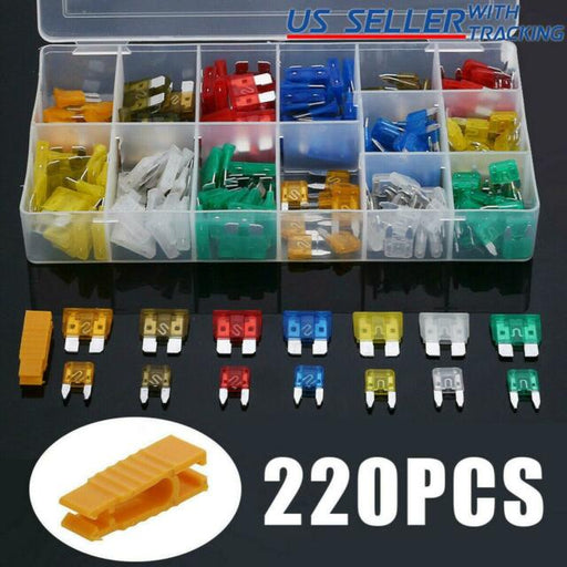 220pc Blade Fuse Assortment Auto Car Truck Motorcycle Fuses Kit ATC ATO ATM