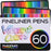 Fineliner Color Pen Set Huge Set of 60 Coloring Art Markers