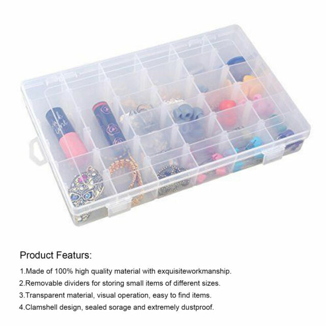 36 Compartment Clear Plastic Storage Box Jewelry Bead Screw Organizer