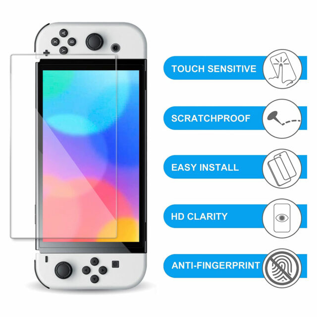 HD Tempered Glass Screen Protector For Nintendo Switch OLED Anti-Scratch 2 PCS