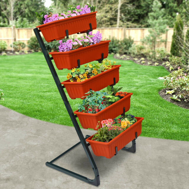 New 5 Tier Vertical Raised Garden Bed Planter Boxes Patio Balcony Outdoor Indoor