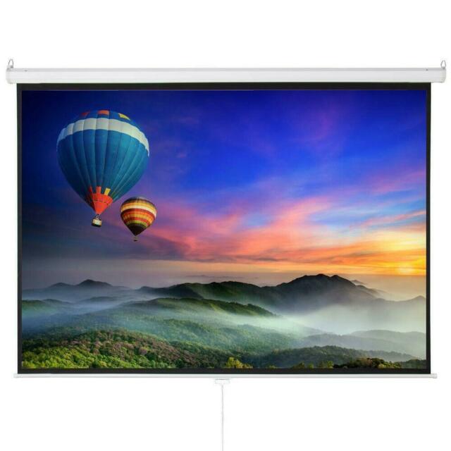 100" Pull Down Projector Screen Meeting Room Home Theater HD Projection
