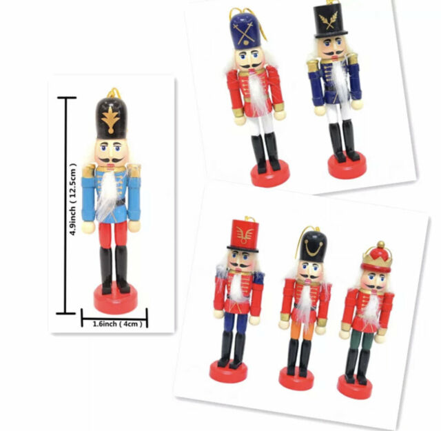 6 pieces 12cm Wooden Nutcracker Puppet Soldier Gift Christmas Ornaments Party Décor