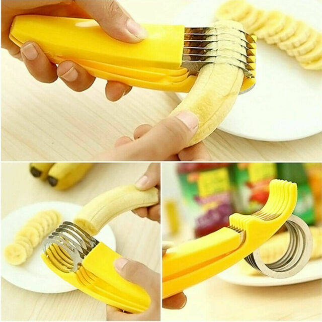 2Pcs Banana Slicer Fruit Vegetable Cutter Sausage Cucumber Knife Kitchen Tool US